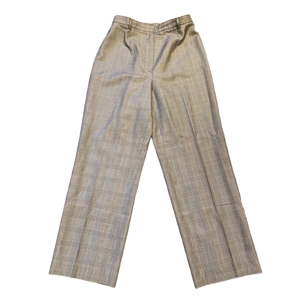 CARLISLE Red Black Wool Silk Blend Y2K High Waist Work Pants